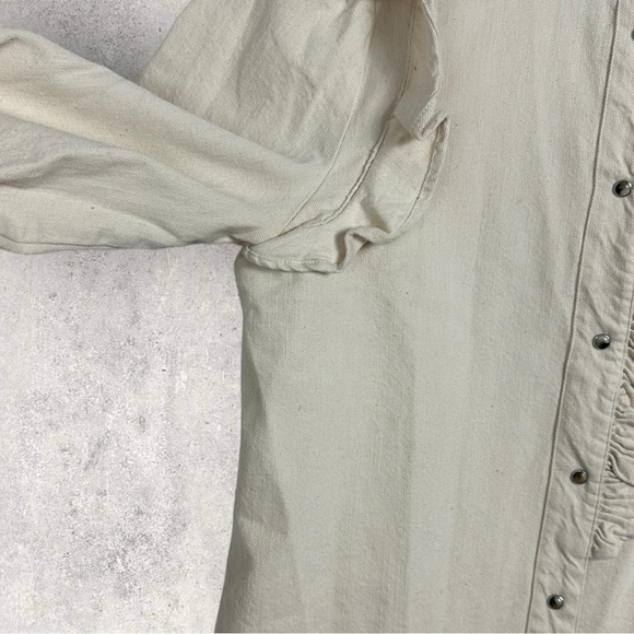 Sezane Eva Shirt Mottled Ecru Size 36 French / US 4 Ruffle‎ Button Top Blouse - Picture 11 of 16